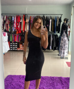 Vestido mídi nula manga