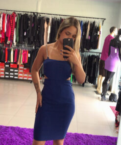 Vestido mídi alça de corrente