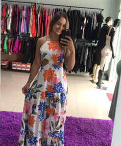 Vestido longo encanto argola