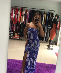 Vestido longo justo trançado nas costas