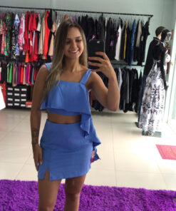 Conjunto alfaiataria croped babado