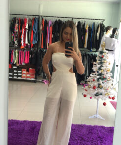 Macacão longo em crochê