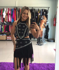 conjunto de franja suede