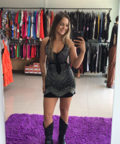 Vestido veludo alcinha brilho