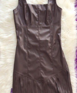 Vestido courino com franja