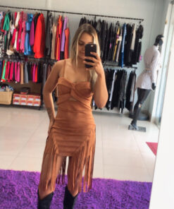 Vestido suede franjas