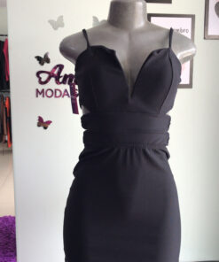 Vestido máfia detalhes pratas lateral