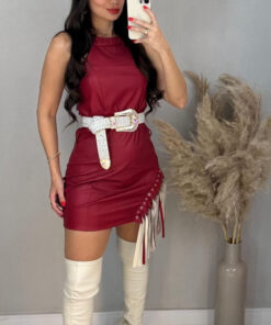 Vestido courino franja lateral