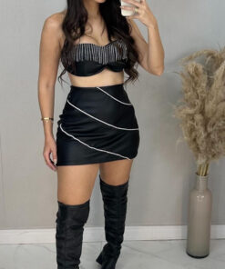 Conjunto courino strass