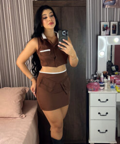 Conjunto saia bolsos