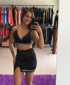 Conjunto acetinado top alcinha