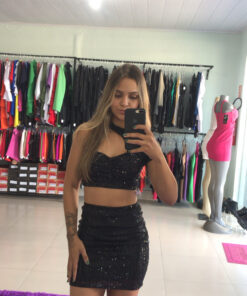 Conjunto paetê nula manga