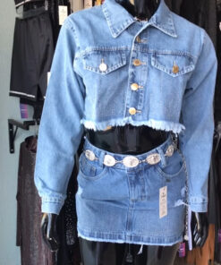 Jaqueta jeans com stras