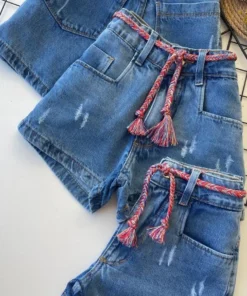 Short jeans cinto trancinha
