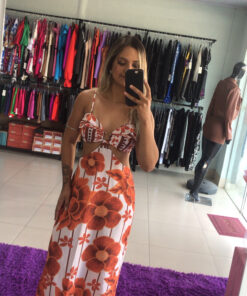 Vestido longo encanto babadinho no peito