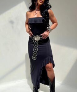 Vestido mídi babado