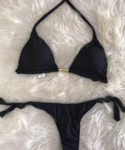 Biquíni curtininha detalhe dourado