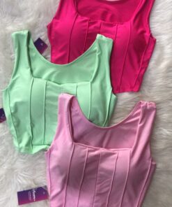 Croped corset alça quadrada