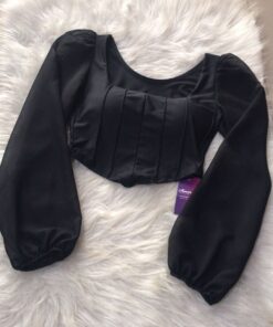 CROPED CORSET MANGA LONGA TULE
