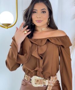 BLUSA MARROM BABADOS