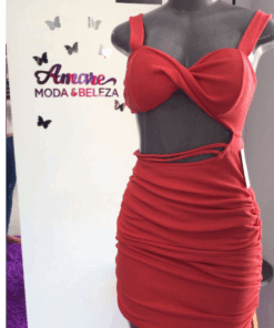 VESTIDO TUBINHO ABERTURAS LARANJA