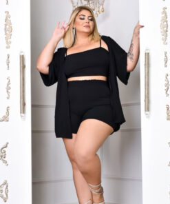 Conjunto kimono + short duna fúcsia plus