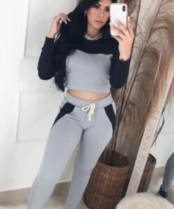 Conjunto manga longa cinza