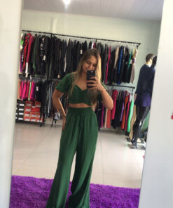 Conjunto duna calça + top verde militar