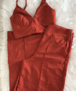 Conjunto de calça  linho terracota