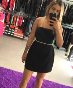 Vestido alfaiataria babado preto