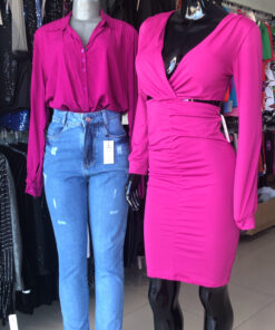 Vestido mídi manga longa