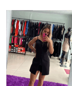 Macaquinho preto sedinha alça regulagem